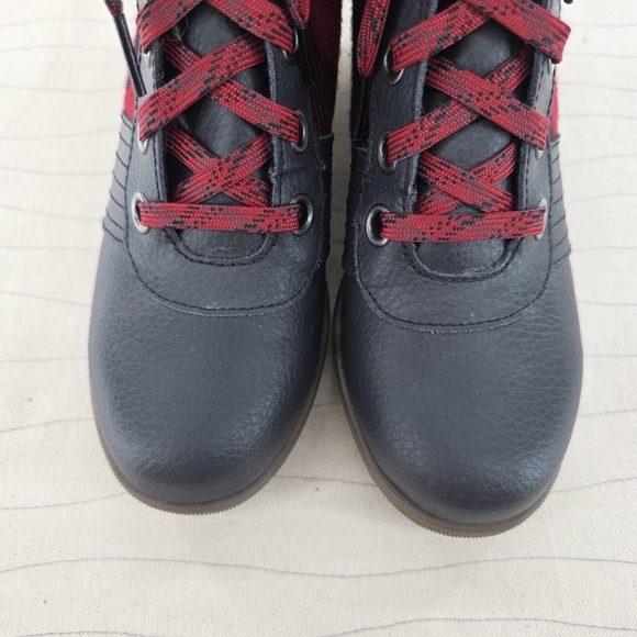 Sorel Youth Girls Lexie Wedge Buffalo Plaid Ankle Booties Boots NY1932-010 Sz 4 - Picture 4 of 11